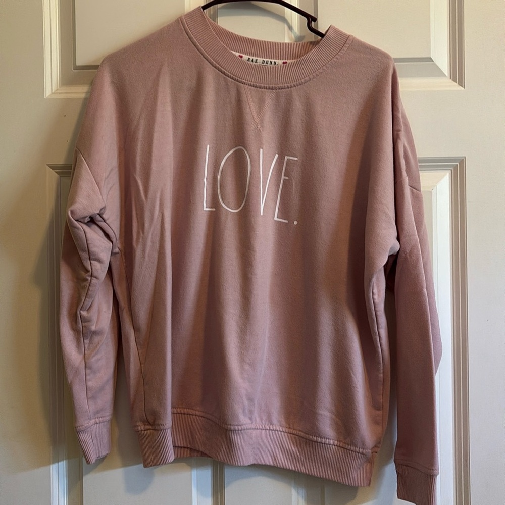 Rae Dunn Pink Love Crewneck Sweatshirt